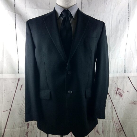 Chaps 42R Wool 2 Button Black Suit Blazer Jacket - Picture 1 of 10